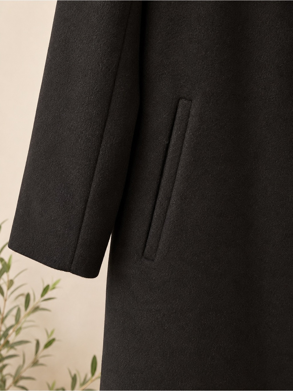 NWT Quince Wool Cashmere Tailored Long Coat Single Button Classic Black XS - Picture 3 of 4